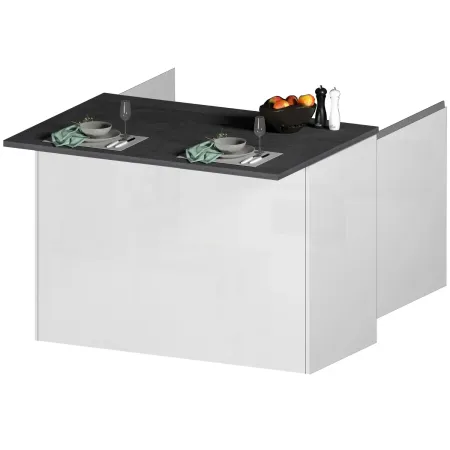 Isola per Cucina Moderna 2 Ante Bianco Lucido Piano Grigio 125x90 cm