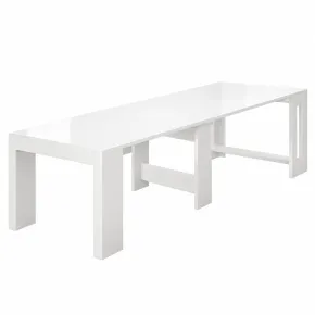 Consolle Allungabile Tavolo da Pranzo Mobile Bianco Lucido 50-300 cm 2