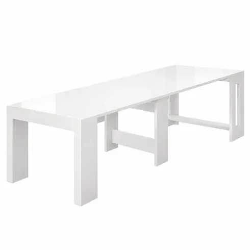 Consolle Allungabile Tavolo da Pranzo Mobile Bianco Lucido 50-300 cm