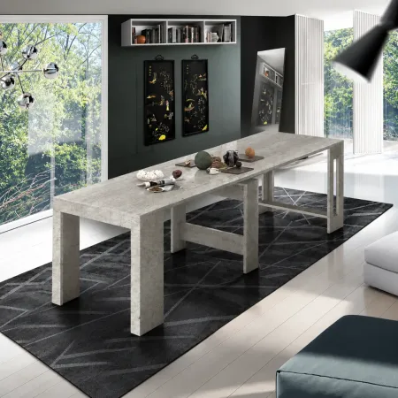 Consolle Tavolo Allungabile da Pranzo Soggiorno Grigio Cemento 300 cm