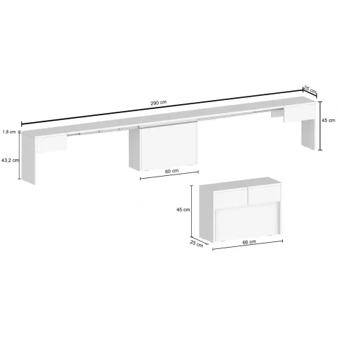 Panca Allungabile da Cucina Soggiorno Bianco Larice 290 cm Moderna
