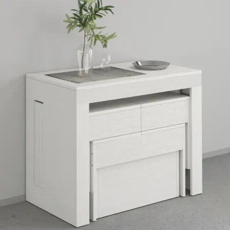 Panca Allungabile da Cucina Soggiorno Bianco Larice 290 cm Moderna