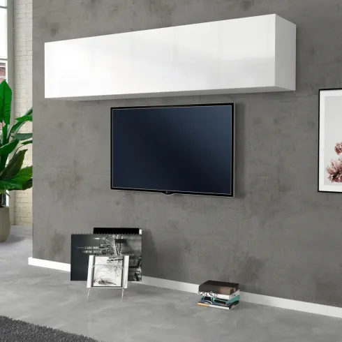 Mobile Sospeso TV Pensile Soggiorno Camera Studio Bianco Anta Vasistas