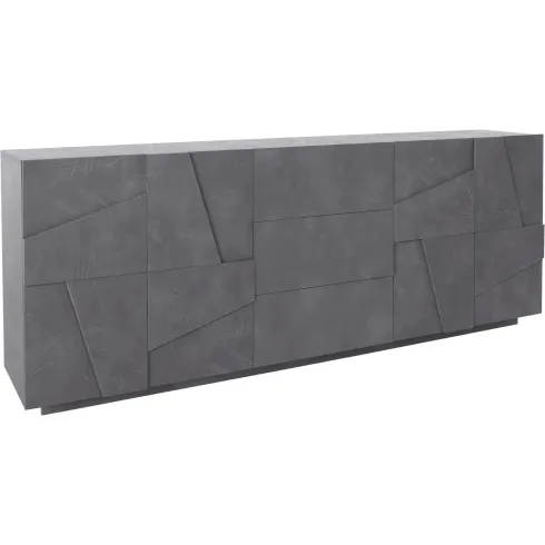 Madia Credenza da Soggiorno Grigio Ardesia 224 cm 4 Ante 3 Cassetti