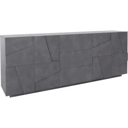 Madia Credenza da Soggiorno Grigio Ardesia 224 cm 4 Ante 3 Cassetti