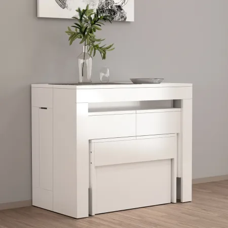 Panca Seduta Estensibile 290 cm Mobile da Pranzo Bianco Moderno