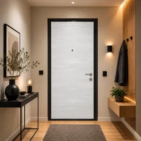 Pannello per Porta Blindata Alluminio Bianco Effetto Onde 90x210 cm 2
