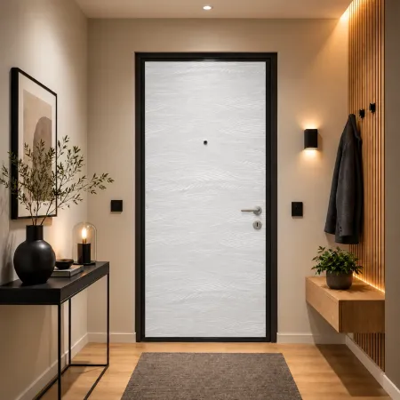 Pannello per Porta Blindata Alluminio Bianco Effetto Onde 90x210 cm