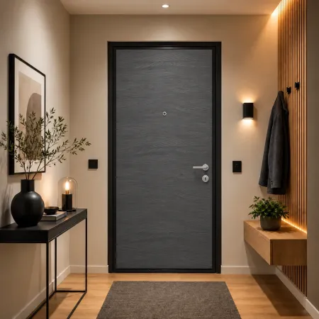 Pannello per Porta Blindata Alluminio Grigio Effetto Onde 90x210 cm