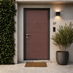 Pannello per Porta Blindata Alluminio Rame Effetto Onde 90x210 cm 2