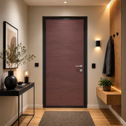 Pannello per Porta Blindata Alluminio Rame Effetto Onde 90x210 cm