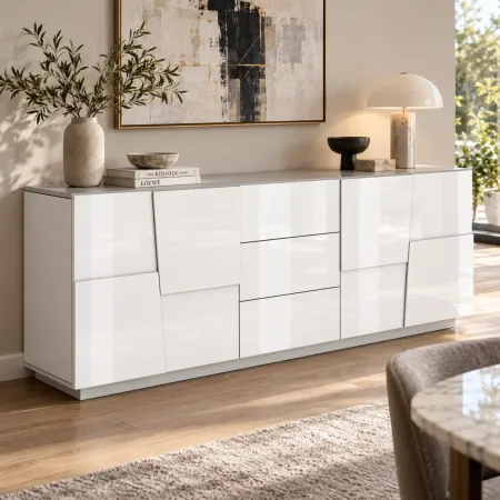 Credenza Bianco Lucido Madia Mobile Salvaspazio da Soggiorno Camera