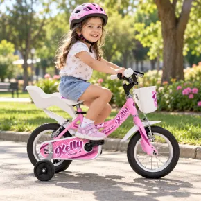 Bicicletta 12 Pollici per Bambini Bici Kelly Rosa con Rotelle Cestino 2