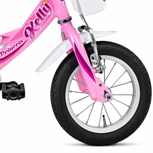 Bicicletta 12 Pollici per Bambini Bici Kelly Rosa con Rotelle Cestino
