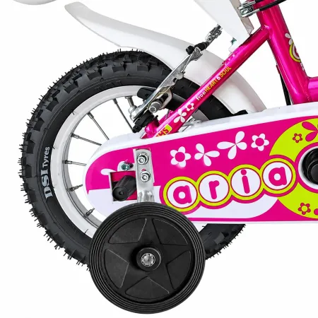 Bicicletta per Bambini Fucsia 12 Pollici con Seggiolino Rotelle Cesto