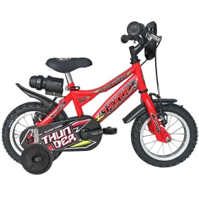 Bicicletta Bambini con Borraccia Rotelle 12 Pollici Rosso Bici Thunder