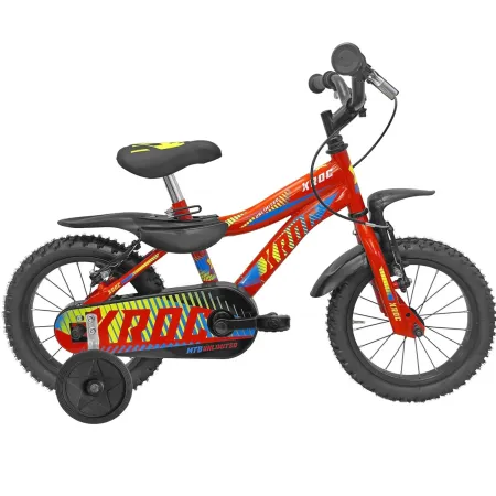 Bicicletta 14 Pollici per Bambini Rotelle Parafanghi Rosso Bici X-Roc