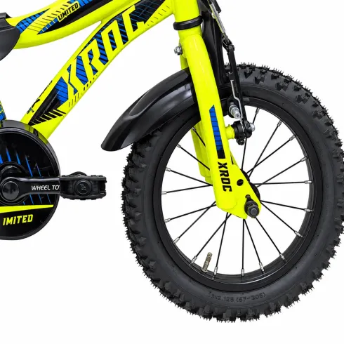 Bicicletta da Bambini 14 Pollici Giallo Bici X-Roc con Rotelle Hi-Ten