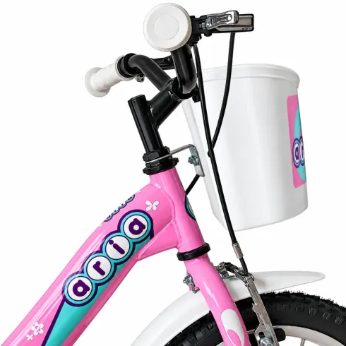 Bici da Bambini 14 Pollici Rosa Bicicletta Aria con Seggiolino Cestino