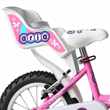Bici da Bambini 14 Pollici Rosa Bicicletta Aria con Seggiolino Cestino