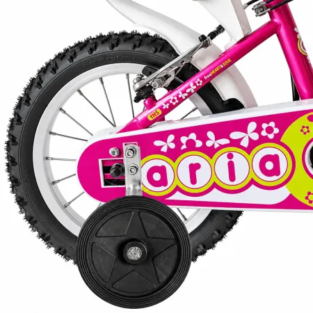Bici Bambini Fucsia 14 Pollici Bicicletta Aria con Seggiolino Cestino