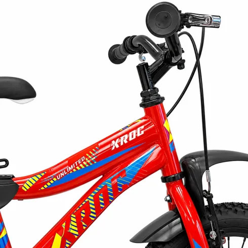 Bici Bambino 16 Pollici Rosso Bicicletta X-Roc con Rotelle Parafanghi