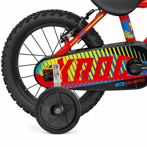 Bici Bambino 16 Pollici Rosso Bicicletta X-Roc con Rotelle Parafanghi