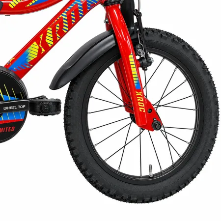 Bici Bambino 16 Pollici Rosso Bicicletta X-Roc con Rotelle Parafanghi