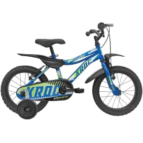 Bicicletta per Bambini 16 Pollici Blu Bici X-Roc con Rotelle Parafanghi