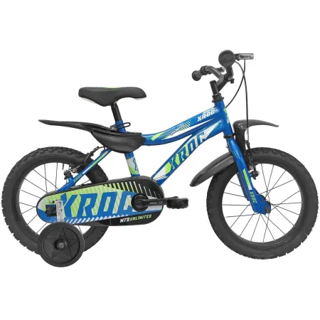Bicicletta per Bambini 16 Pollici Blu Bici X-Roc con Rotelle Parafanghi