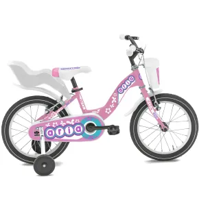 Bicicletta Bambini 16" con Cestino Seggiolino Bici Rosa Aria Bambina
