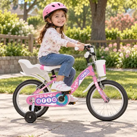 Bicicletta Bambini 16" con Cestino Seggiolino Bici Rosa Aria Bambina