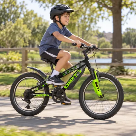 Bicicletta per Bambini 20 Pollici Mountain Bike Nero Cambio Shimano