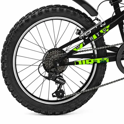 Bicicletta per Bambini 20 Pollici Mountain Bike Nero Cambio Shimano