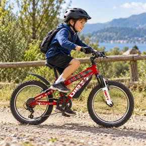 Bicicletta Mountain Bike 20 Pollici Rosso Bici Bambini Cambio Shimano 2