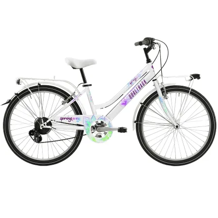 Bicicletta 24 Pollici con Cambio Shimano Bianco City Bike Donna