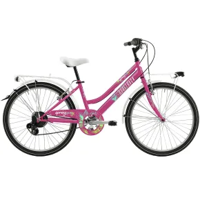 City Bike Donna 24 Pollici Bicicletta Fucsia Regolabile con Cambio