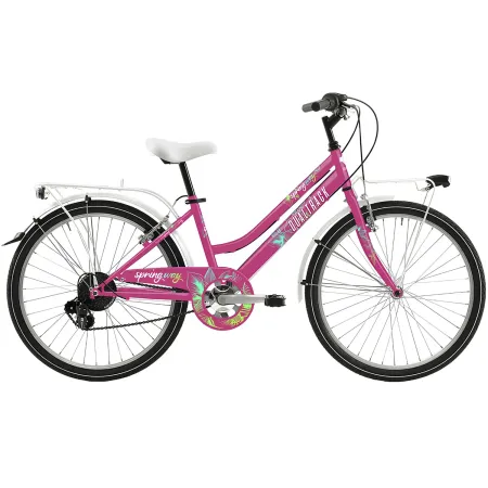 City Bike Donna 24 Pollici Bicicletta Fucsia Regolabile con Cambio