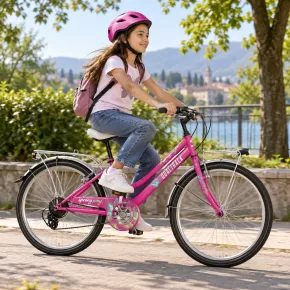 City Bike Donna 24 Pollici Bicicletta Fucsia Regolabile con Cambio 2