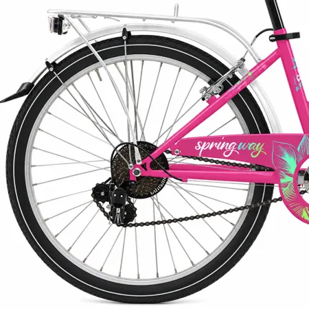 City Bike Donna 24 Pollici Bicicletta Fucsia Regolabile con Cambio