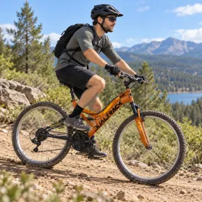 Bicicletta Mountain Bike 26 Pollici Arancione Sospensione Shimano 18V 2