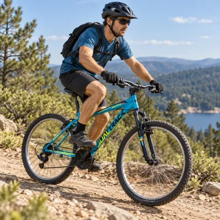 Bicicletta Blu 26 Pollici Mountain Bike 18V Shimano Bici Rockrage