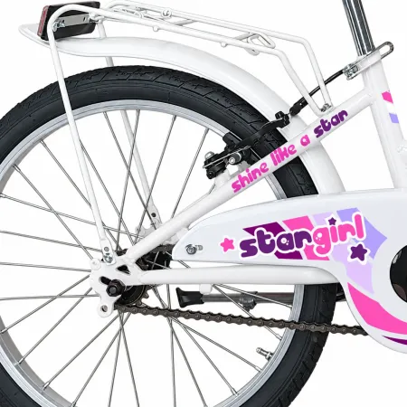 Bicicletta 20 Pollici per Bambini Bianco Bici con Portapacchi Cestino