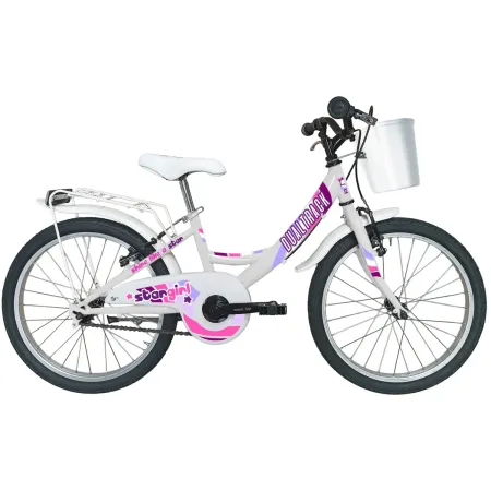 Bicicletta 20 Pollici per Bambini Bianco Bici con Portapacchi Cestino
