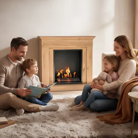Camino Bioetanolo MDF Finitura Rovere da Terra 3 kW/h Inserto Acciaio