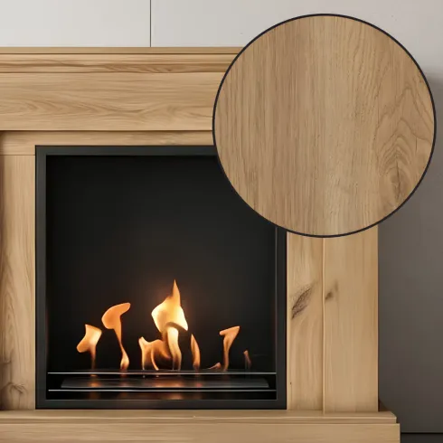 Camino Bioetanolo MDF Finitura Rovere da Terra 3 kW/h Inserto Acciaio
