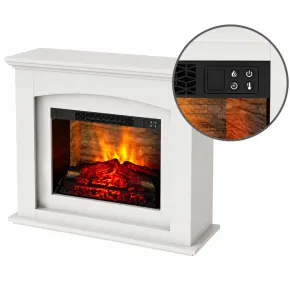 Camino Elettrico 2 kW Bianco in MDF con LED Telecomando Soggiorno 2