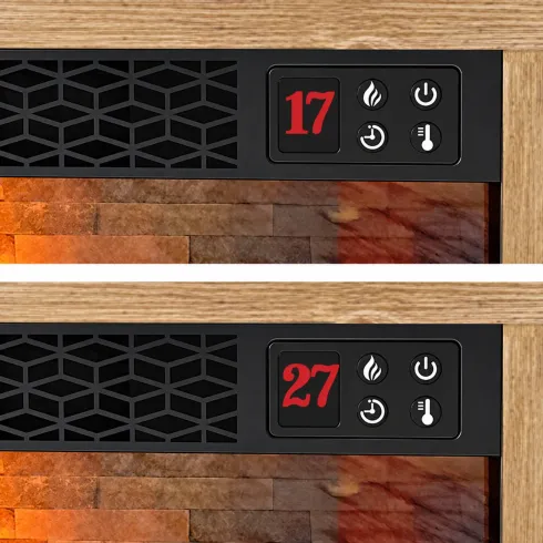Camino Elettrico MDF Effetto Rovere 2 kW con LED Mensola Telecomando