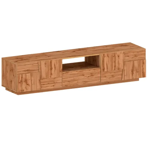 Mobile da Soggiorno Porta TV 4 Ante Cassetto 220 cm Rovere Moderno