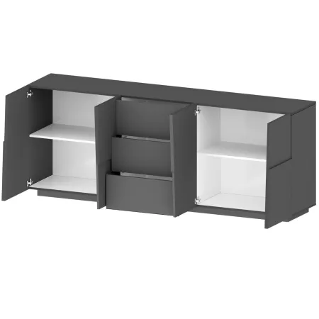 Madia 220 cm Credenza 4 Ante 4 Cassetti Grigio Antracite da Soggiorno